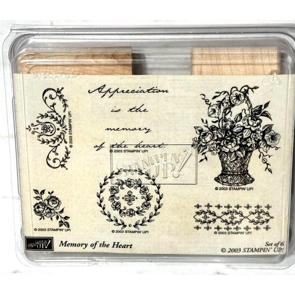 Stampin Up! 2003 Memory Of The Heart Rubber Stamp Set Of 6 (New Unmounted)